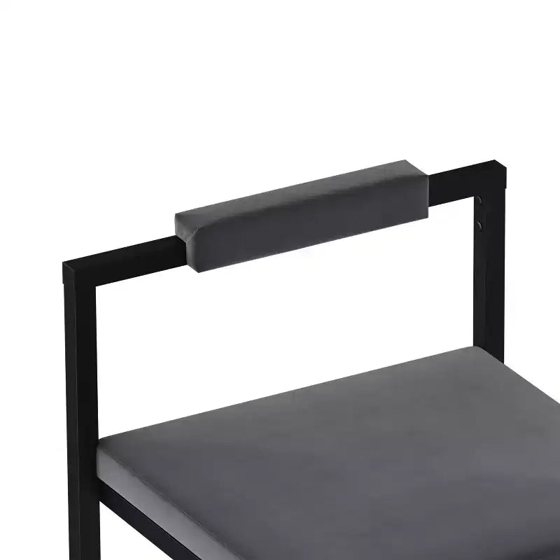 Velvet Upholstered Bar Stools Counter Height With Footrest Backrest Modern Dining Chairs Black Gray