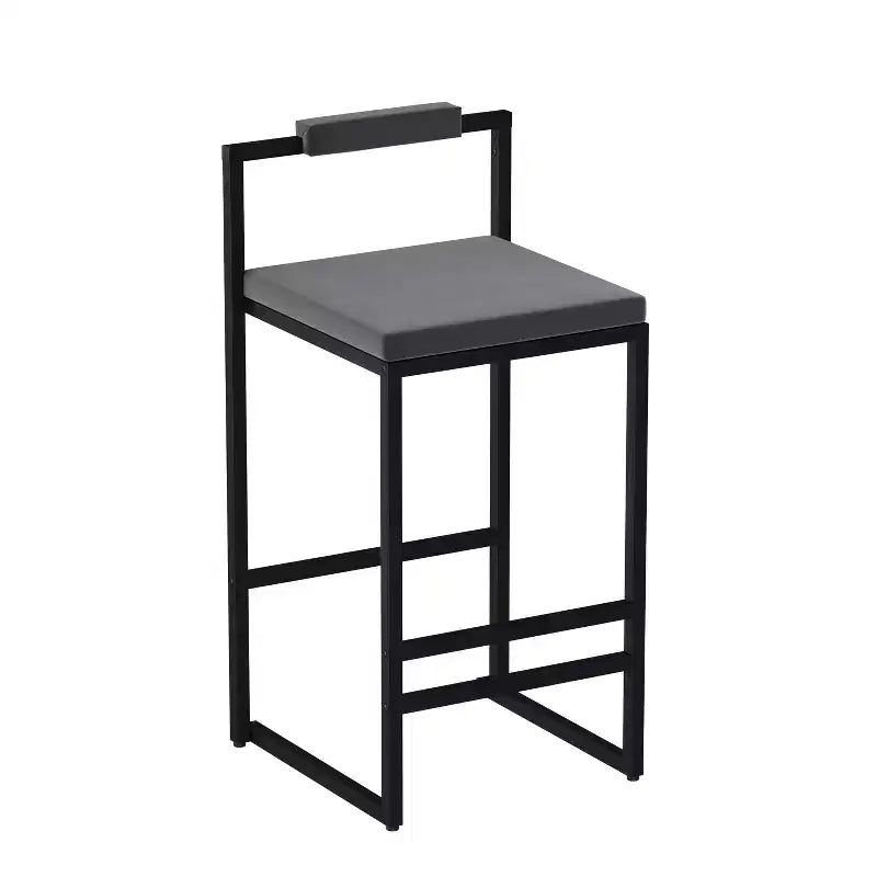 Velvet Upholstered Bar Stools Counter Height With Footrest Backrest Modern Dining Chairs Black Gray