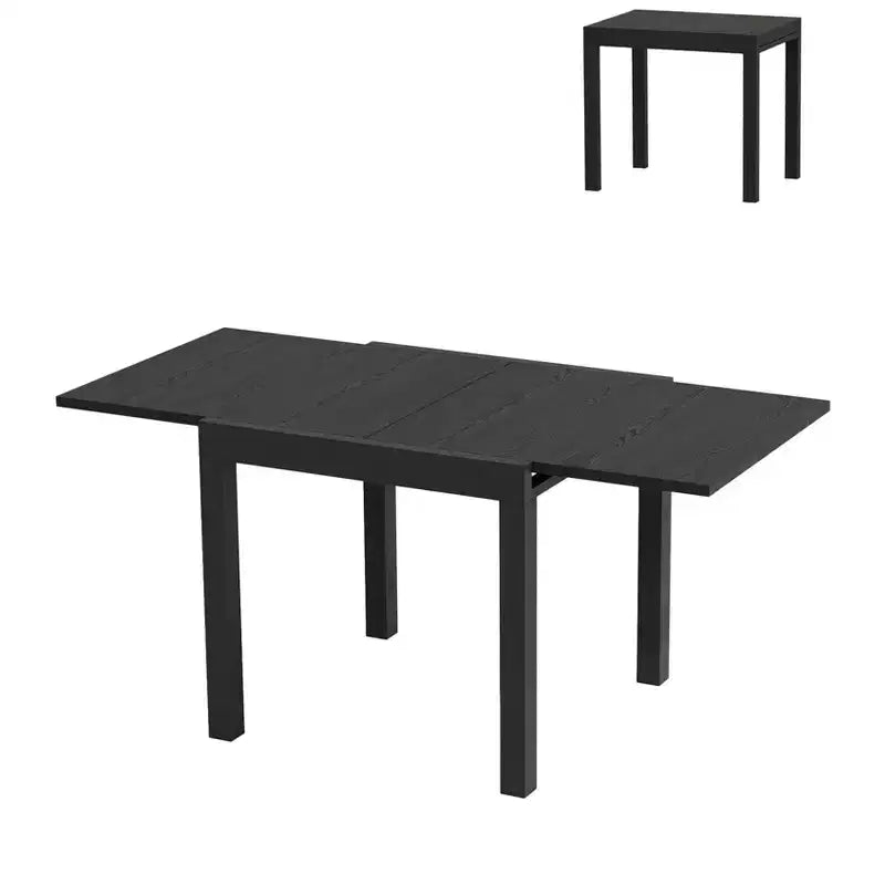 Expandable Patio Table Set for 4-6 People,31-63 Extentable Outdoor Dining Table , Aluminum Frame with Wood Pattern for Backyard, Deck-No Chair
