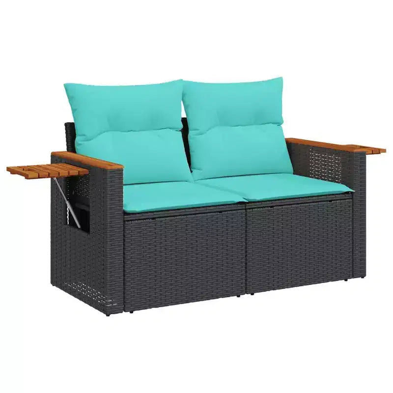 vidaXL Salon de jardin 9 pièces avec coussins Résine tressée noire (États-Unis seulement)