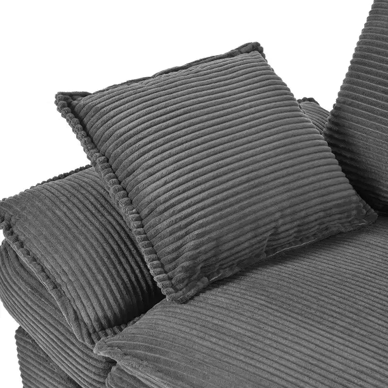 80.3 Inch Modern Corduroy Curved Sofa,Upholstered Couch with 2 Throw Pillows for Living Room,Bedroom,Office,Apartment
