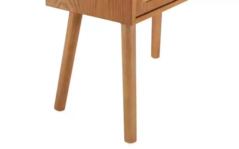 22-inch Swivel Hidden Storage Bedside Table Mid-Century Modern Rattan Wood Leg Side Table Suitable for Bedrooms Natural Finish