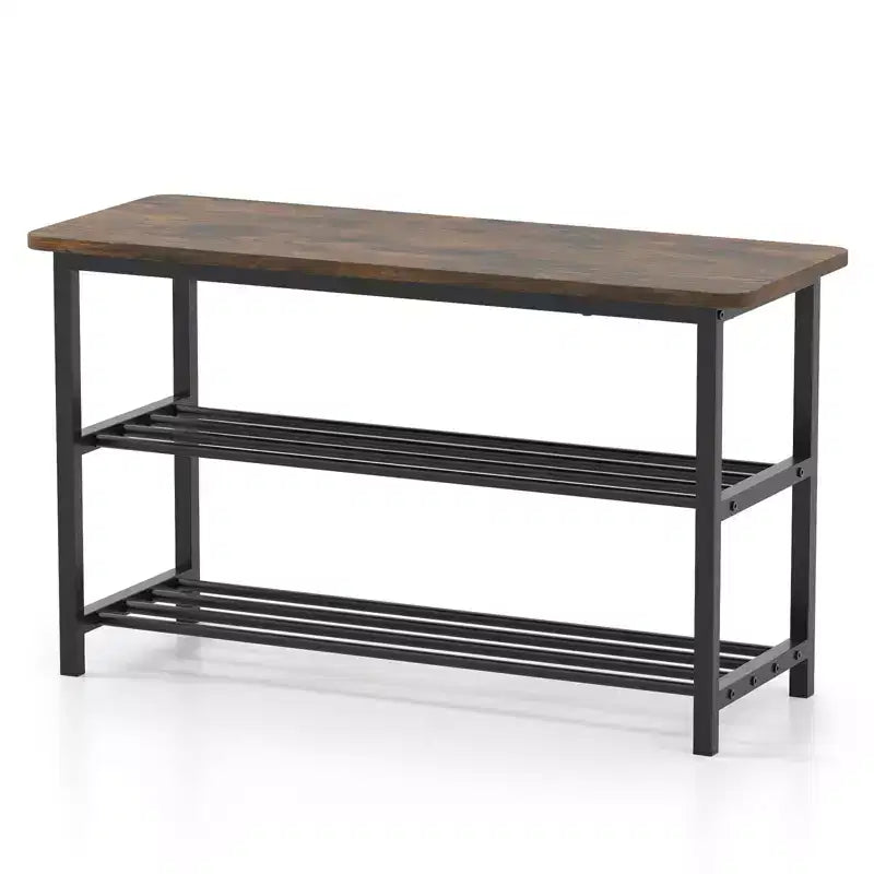 3-Tier Shoe Rack Bench w/ Heavy Duty Metal Frame & 300 lbs Seat for Hallway