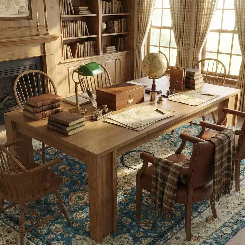 Farmhouse Dining Table for 6-8 Guests, 71 Long Rectangular Wooden Table with Wide H-Legs & Sturdy Frame for Kitchen, Dining Room & Apartment