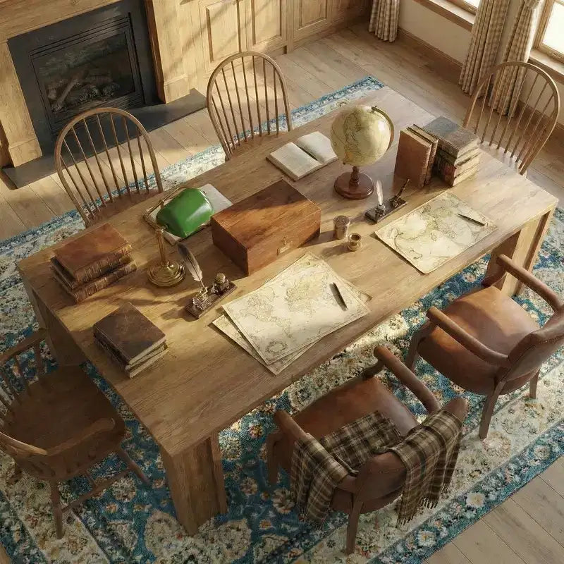 Farmhouse Dining Table for 6-8 Guests, 71 Long Rectangular Wooden Table with Wide H-Legs & Sturdy Frame for Kitchen, Dining Room & Apartment