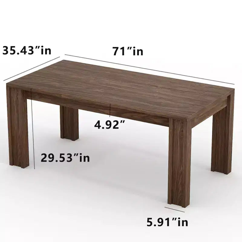 Farmhouse Dining Table for 6-8 Guests, 71 Long Rectangular Wooden Table with Wide H-Legs & Sturdy Frame for Kitchen, Dining Room & Apartment