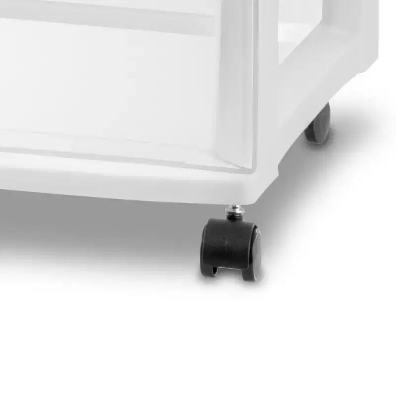 Wide 3 Drawer Storage Cart, Plastic Rolling Organizer, White, 4 Pack
