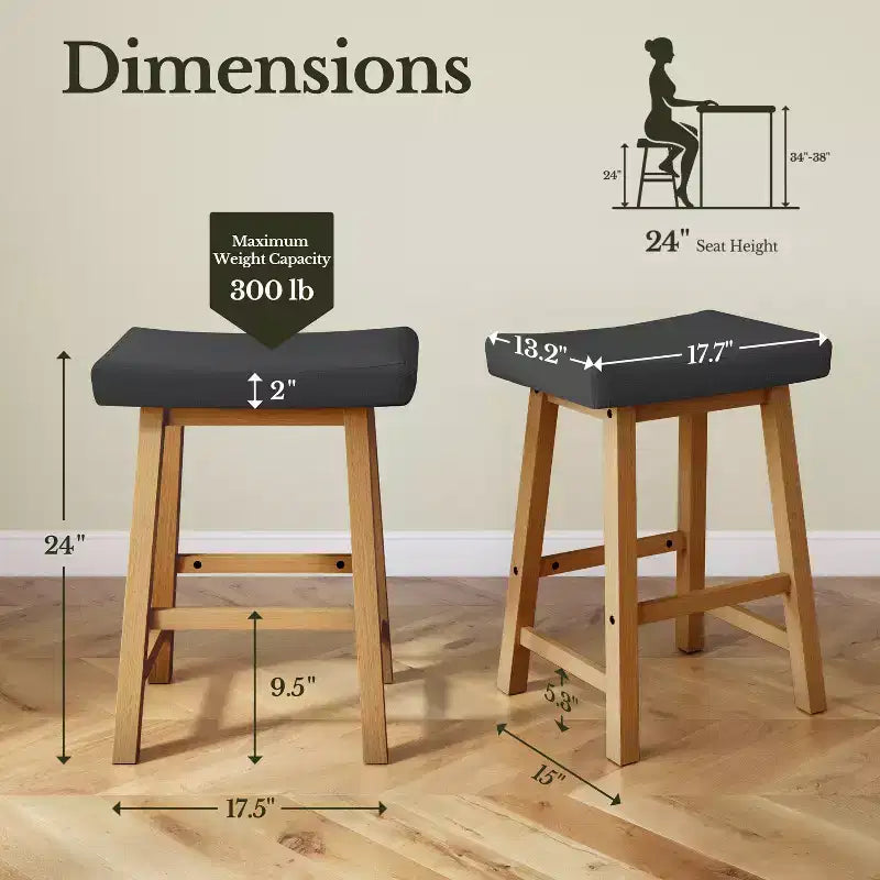 Counter Height Upholstered Bar Stools for Kitchen Dining