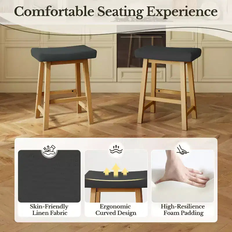 Counter Height Upholstered Bar Stools for Kitchen Dining