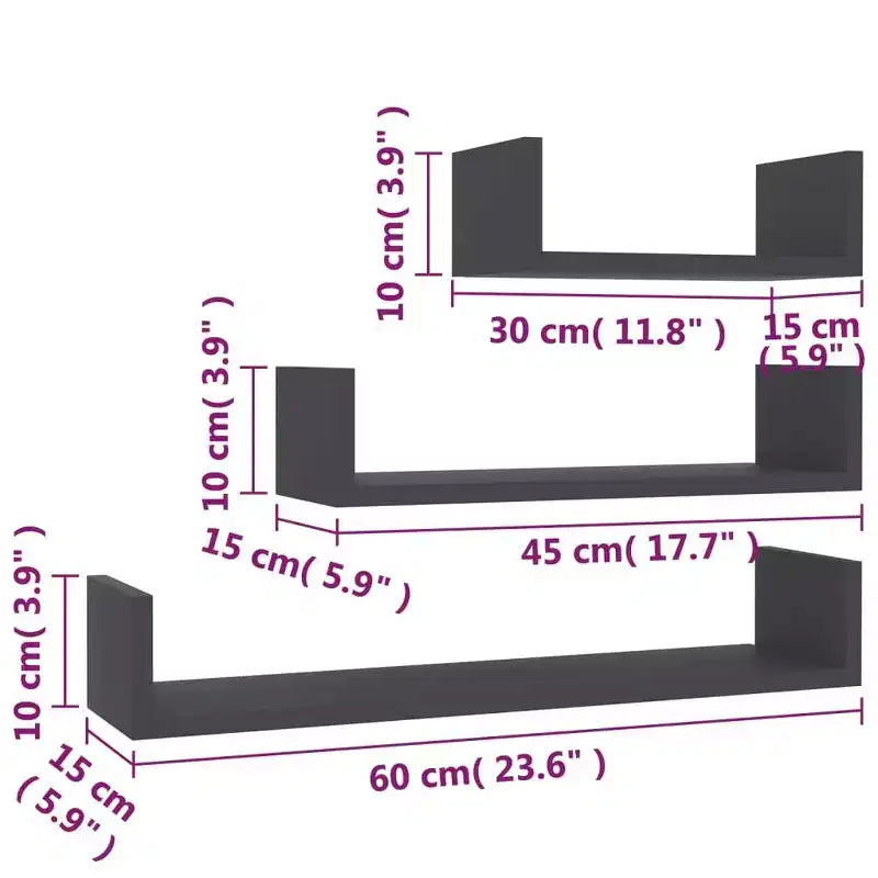 Shelf Black Engineered wood Large Wall-mounted