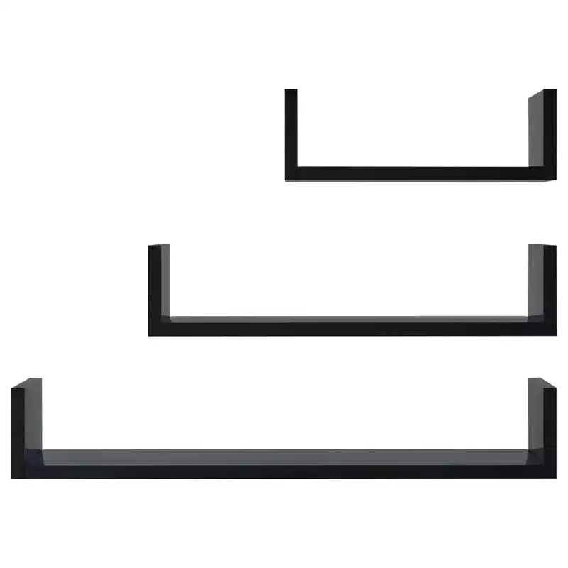 Shelf Black Engineered wood Large Wall-mounted