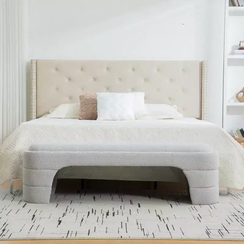 Upholstered Bench Padded Bed End Bench Minimalist Ottoman Entryway Bench Footstool