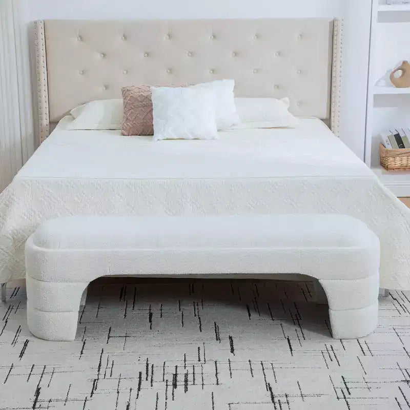 Upholstered Bench Padded Bed End Bench Minimalist Ottoman Entryway Bench Footstool
