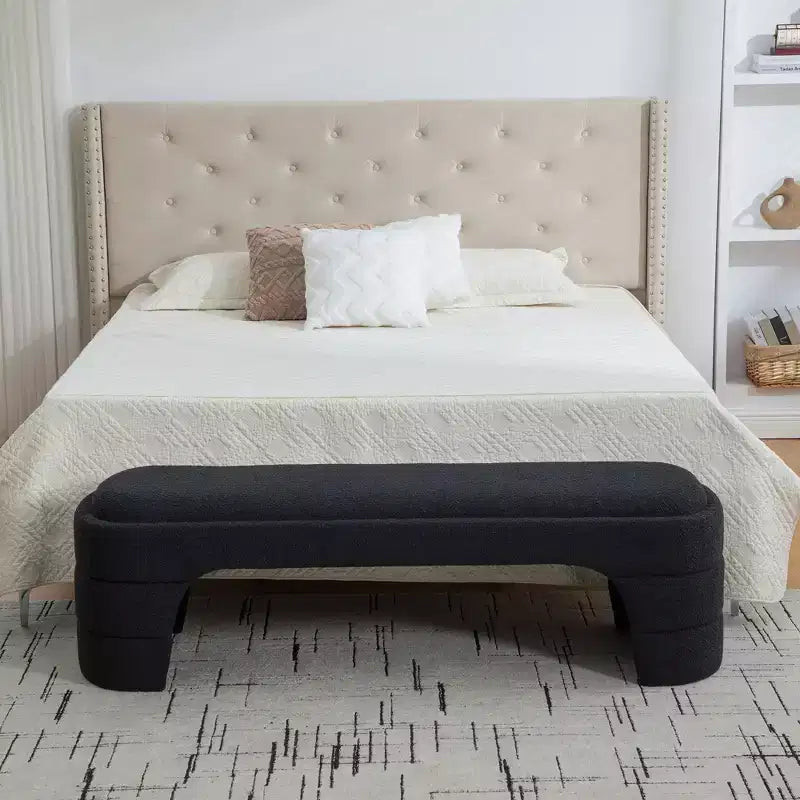 Upholstered Bench Padded Bed End Bench Minimalist Ottoman Entryway Bench Footstool