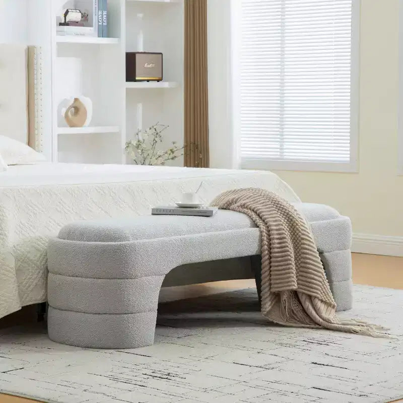 Upholstered Bench Padded Bed End Bench Minimalist Ottoman Entryway Bench Footstool