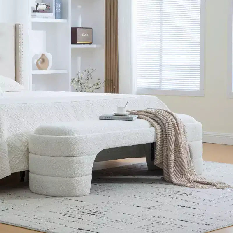 Upholstered Bench Padded Bed End Bench Minimalist Ottoman Entryway Bench Footstool