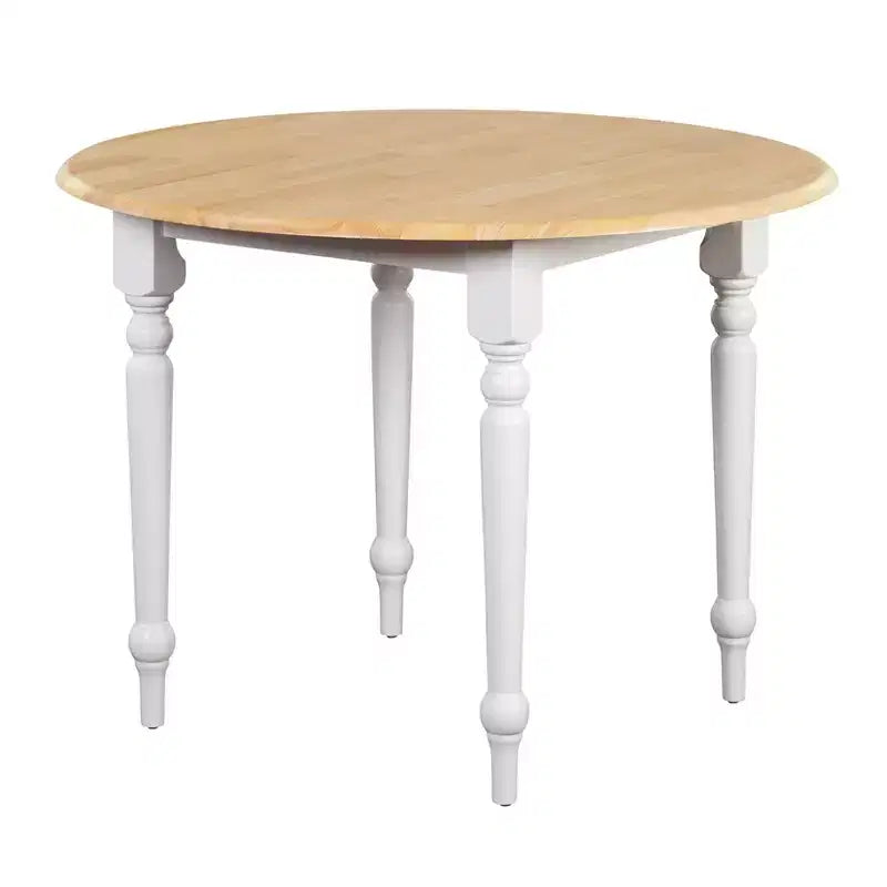 3pc Virginia Farmhouse Round Drop Leaf Dining Set White/Natural