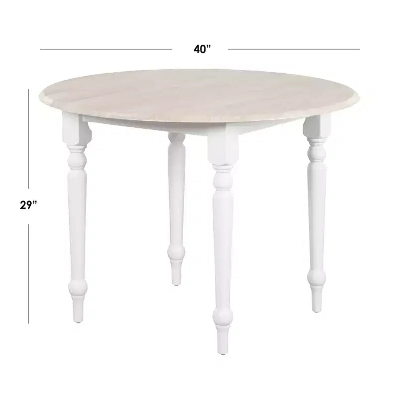 3pc Virginia Farmhouse Round Drop Leaf Dining Set White/Natural