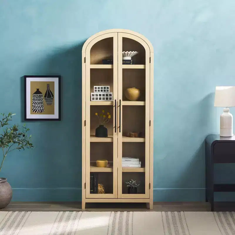 76" 5 Shelf Arched Bookcase Cabinet