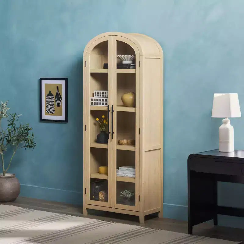 76" 5 Shelf Arched Bookcase Cabinet
