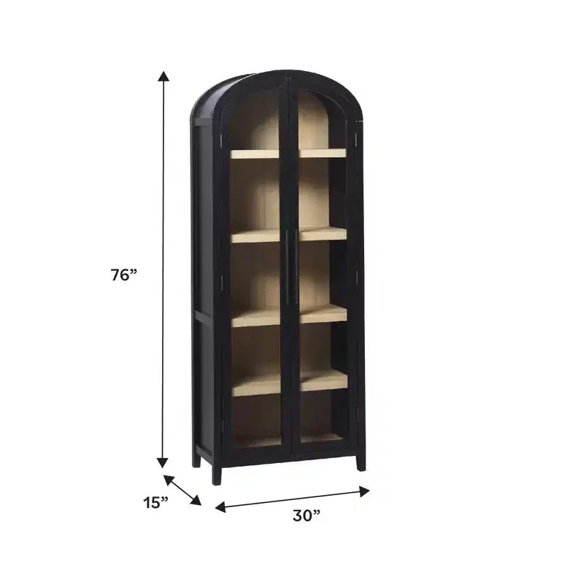 76" 5 Shelf Arched Bookcase Cabinet