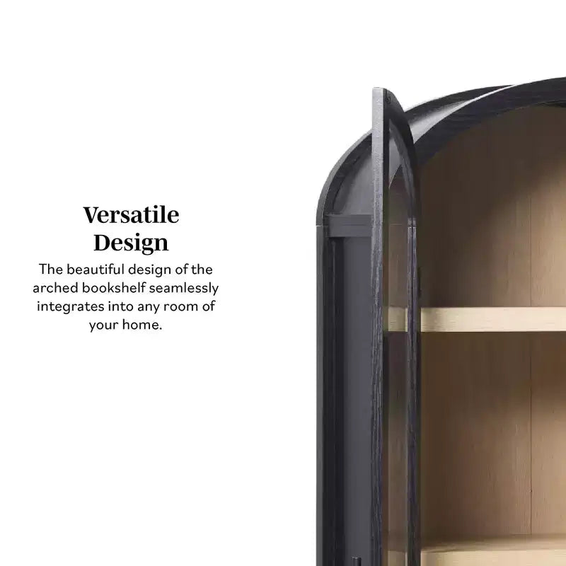 76" 5 Shelf Arched Bookcase Cabinet