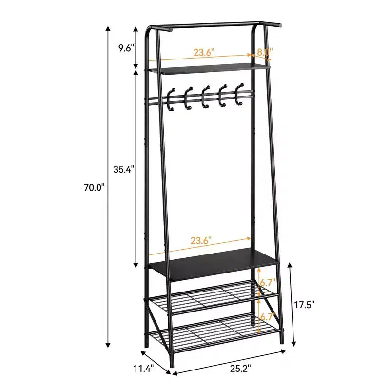 Coat Rack Shoe Bench with 5 /6 /10 Hooks