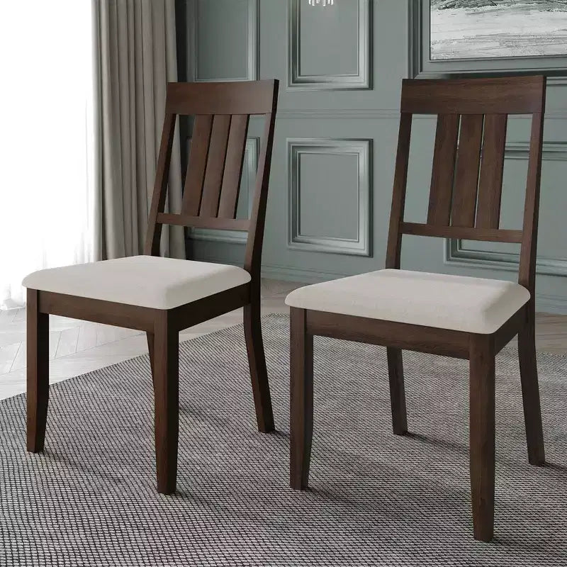 Wooden Dining Chair With Warm Grey Cover