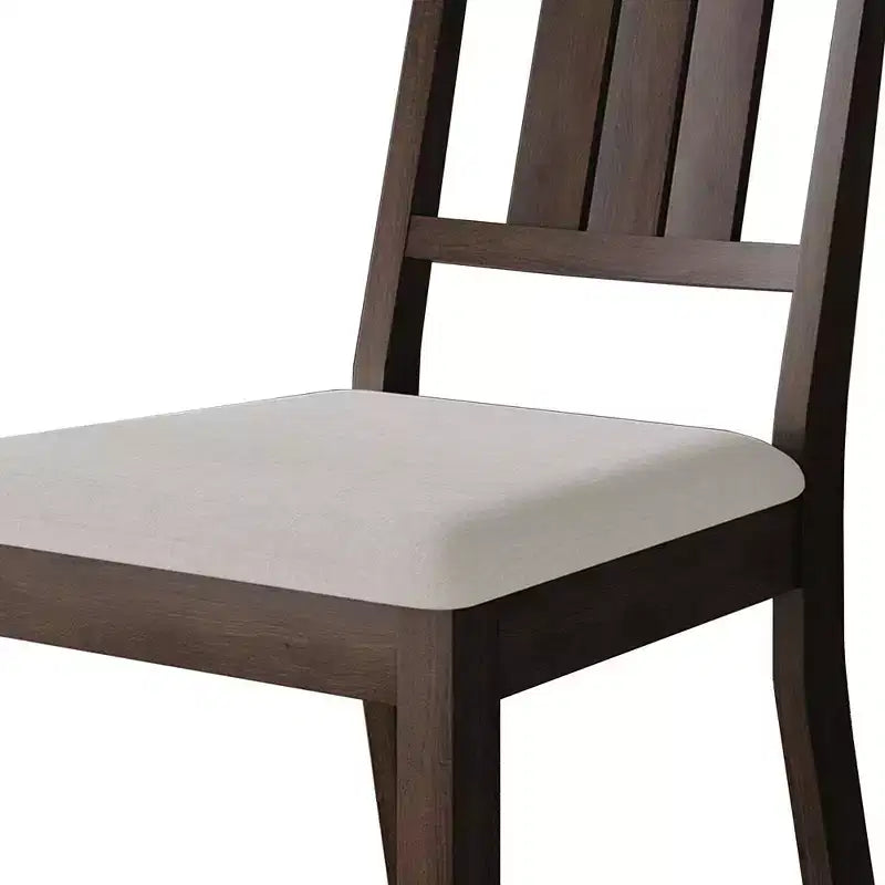 Wooden Dining Chair With Warm Grey Cover