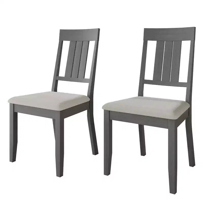 Wooden Dining Chair With Warm Grey Cover