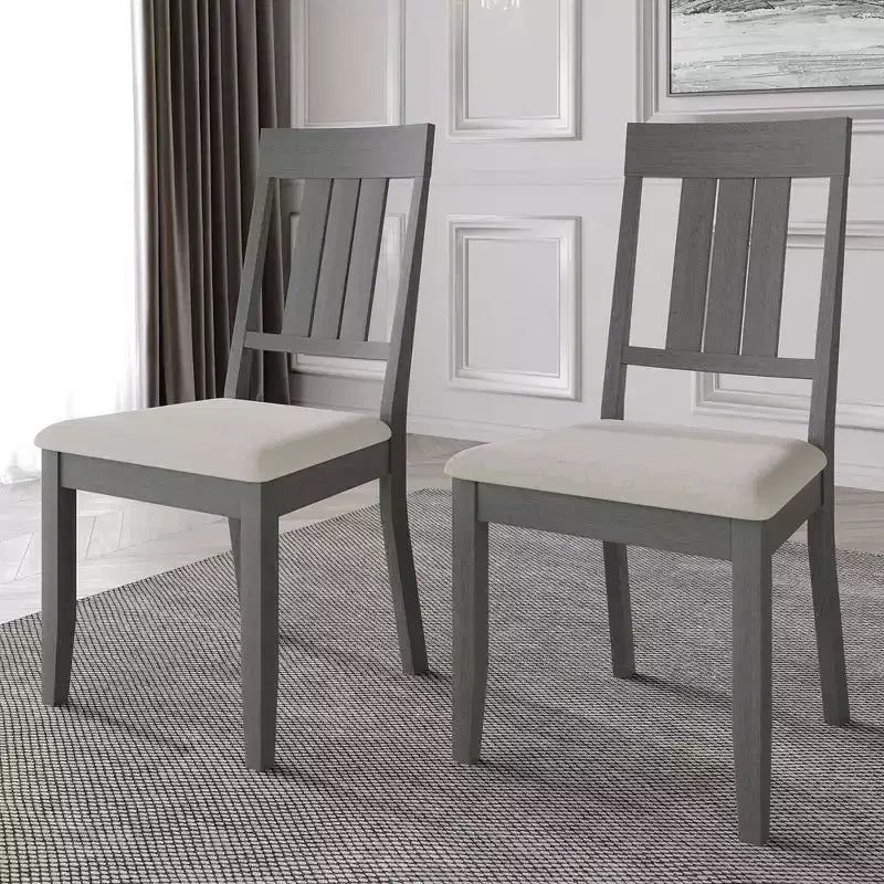 Wooden Dining Chair With Warm Grey Cover