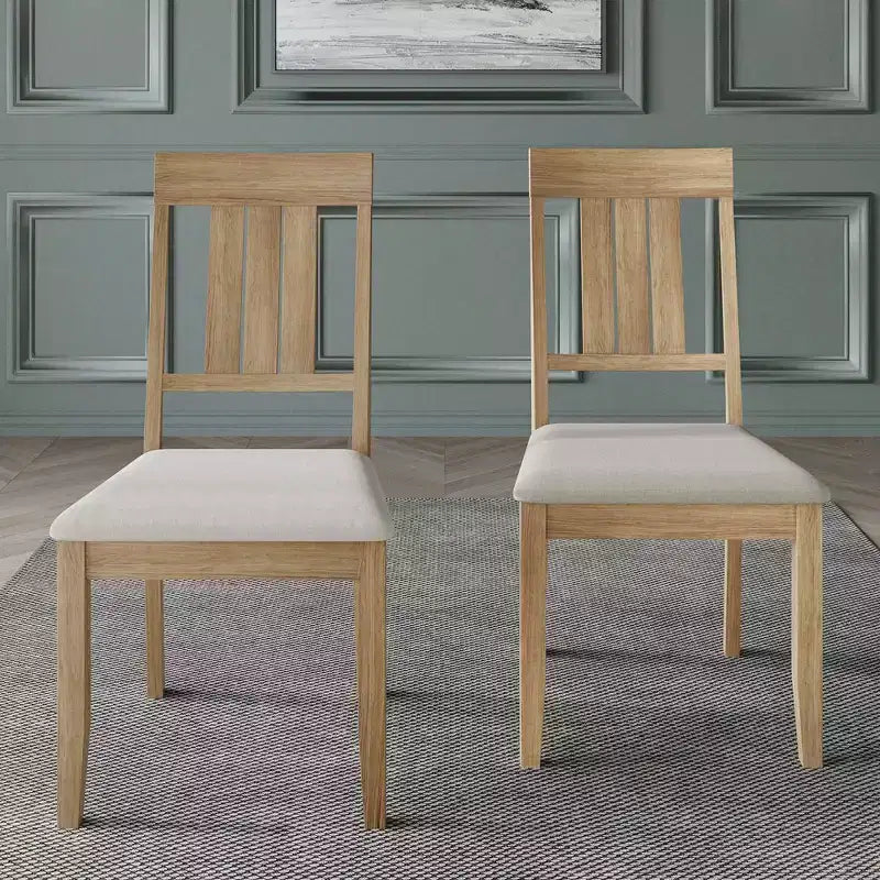 Wooden Dining Chair With Warm Grey Cover