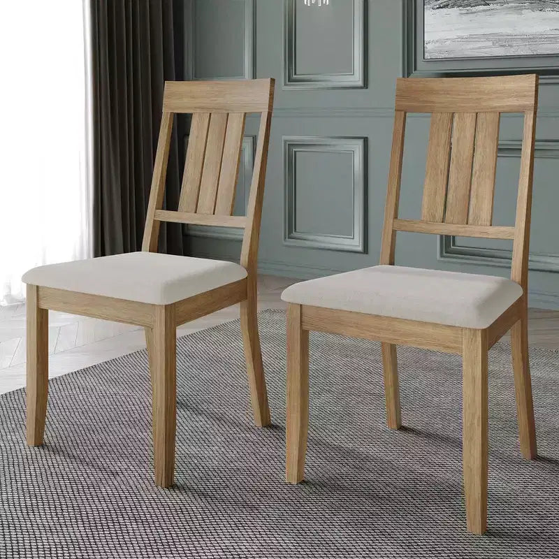 Wooden Dining Chair With Warm Grey Cover