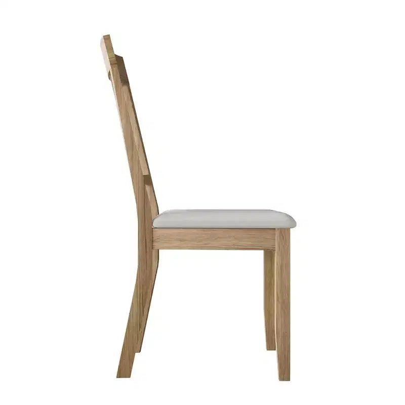 Wooden Dining Chair With Warm Grey Cover