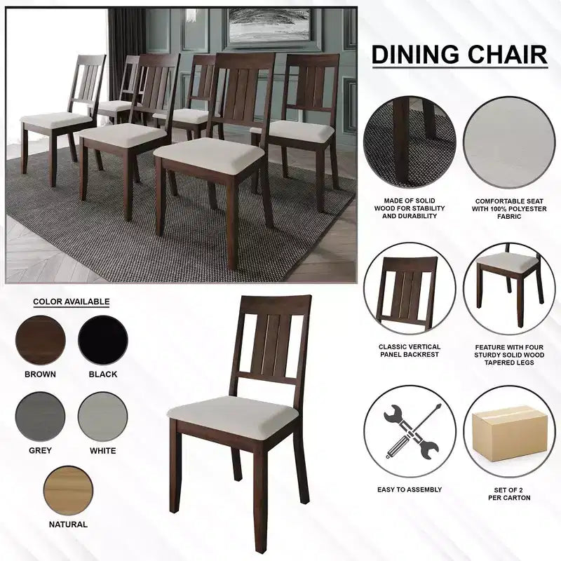 Wooden Dining Chair With Warm Grey Cover